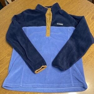 Columbia Women’s Medium Jacket- Blue and‎ Brown Quarter Zip